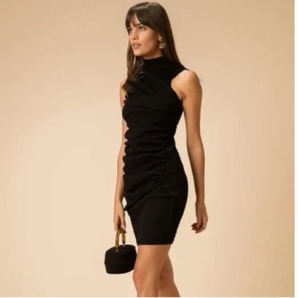 NWT The Line by K Ayme Ribbed Mockneck Dress Black Small - Picture 4 of 9